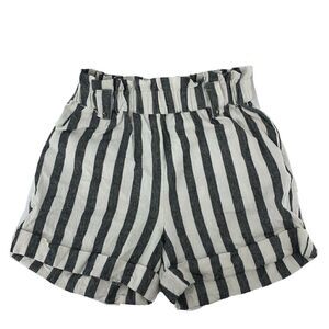 Black & White Striped Paper Bag Shorts High Rise S